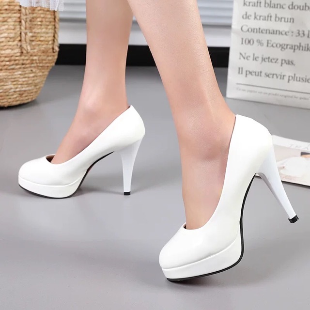 (sẵn ) Nhiều màu, bigsize sz34-42 - Giày cao gót 11cm trơn đơn giản công sở, thanh lịch, đúp trước 2cm