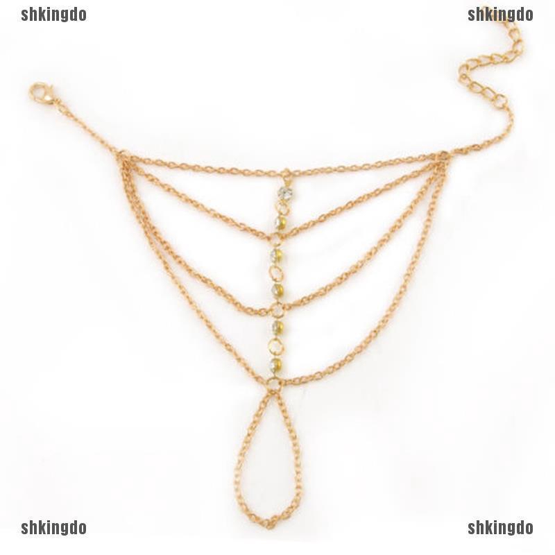 Vòng tay liên kết nhiều lớp bằng hợp kim đính đá giả kiểu dáng độc đáo