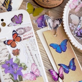 Bộ 40 Miếng Dán PET Hình Bướm Trang Trí Sổ Lưu Niệm