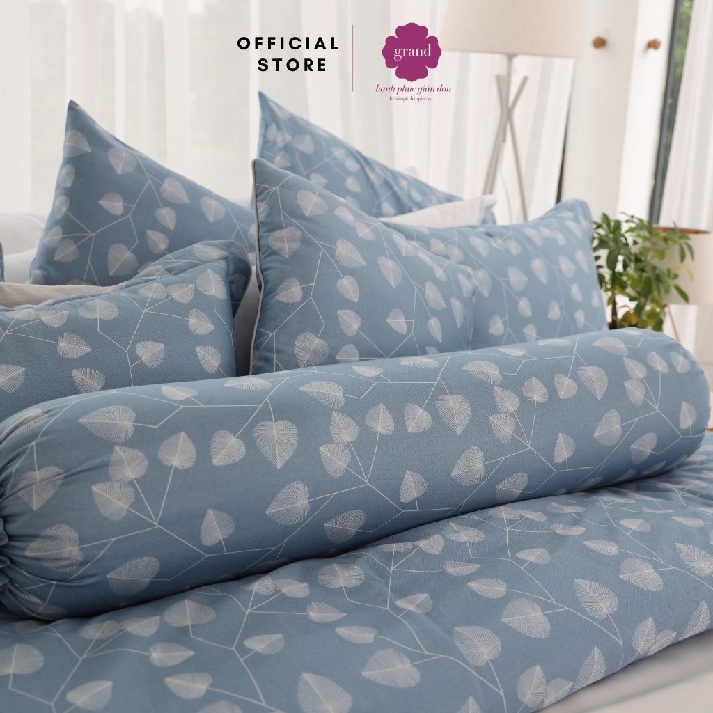 Vỏ gối ôm 100% cotton lụa sateen, tơ thiên nhiên Hàn Quốc by GRAND, hoạ tiết hoa văn hiện đại, trang nhã