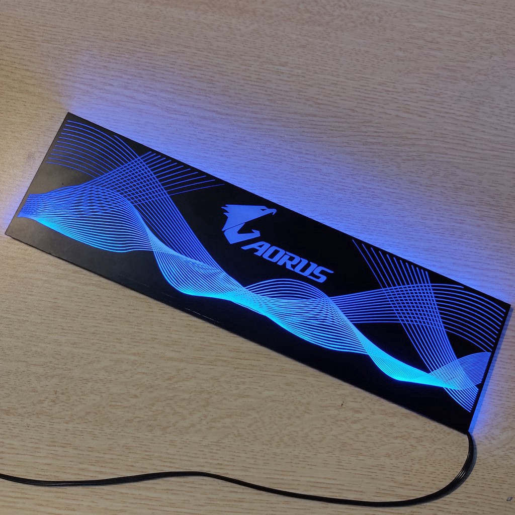 Tấm che nguồn PC Led RGB 5v ARGB logo Aorus, đồng bộ màu Hub Coolmoon, hình sóng vô cực