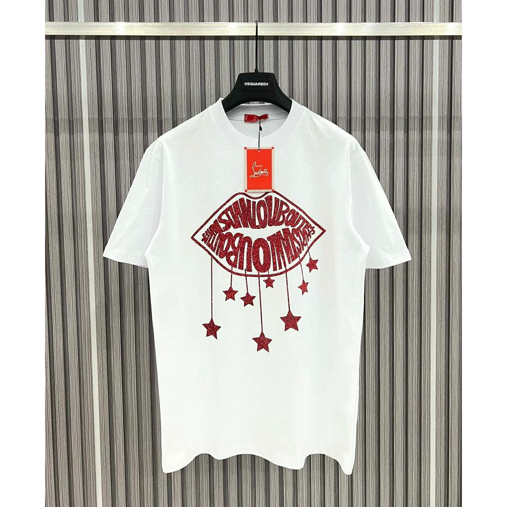 Áo thun CL in kim tuyến môi đỏ hàng siêu cấp cotton 2 chiều đl 260gsm boy phố hot trend form rộng Unisex nam nữ