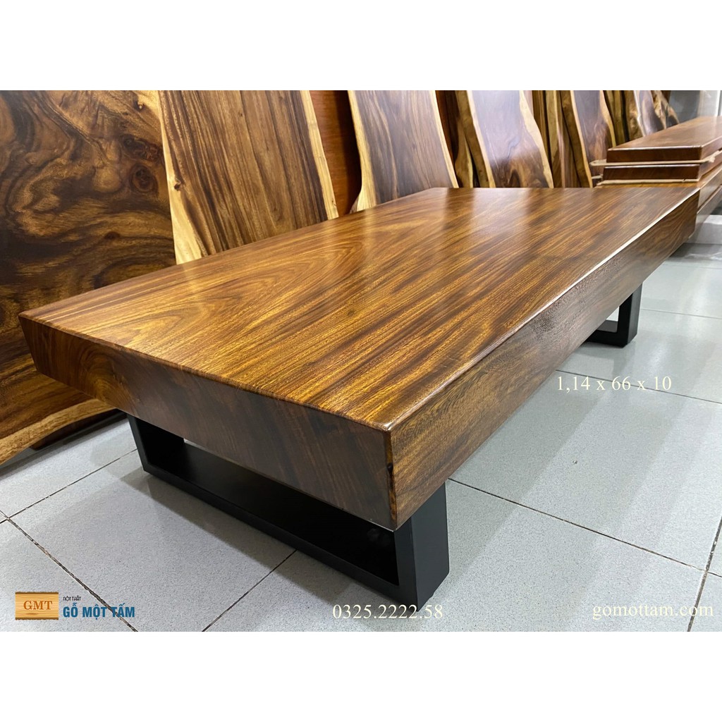 Bàn sofa gỗ me tây nguyên khối giá rẻ dài 1,14m x 66cm x 10cm