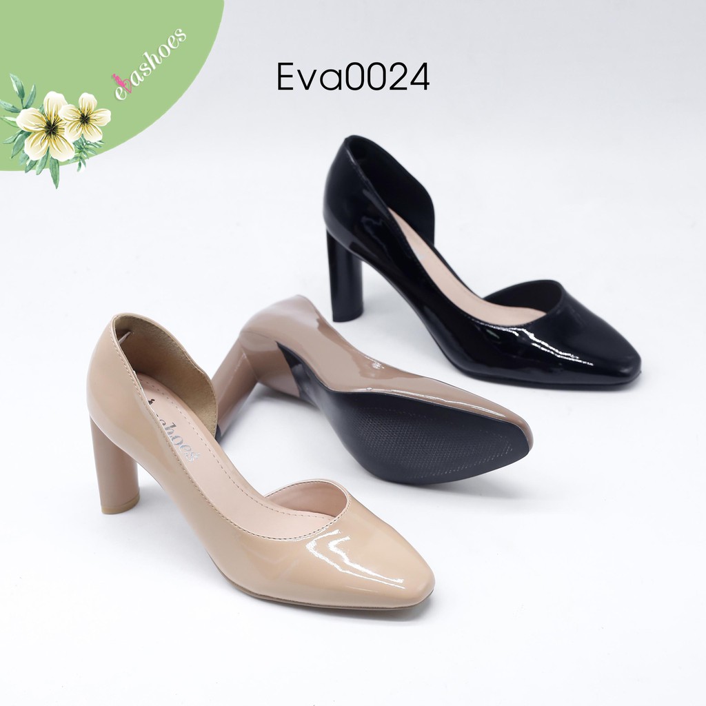 Giày Cao Gót Khoét Eo Da Bóng 8cm Evashoes - EVA0024