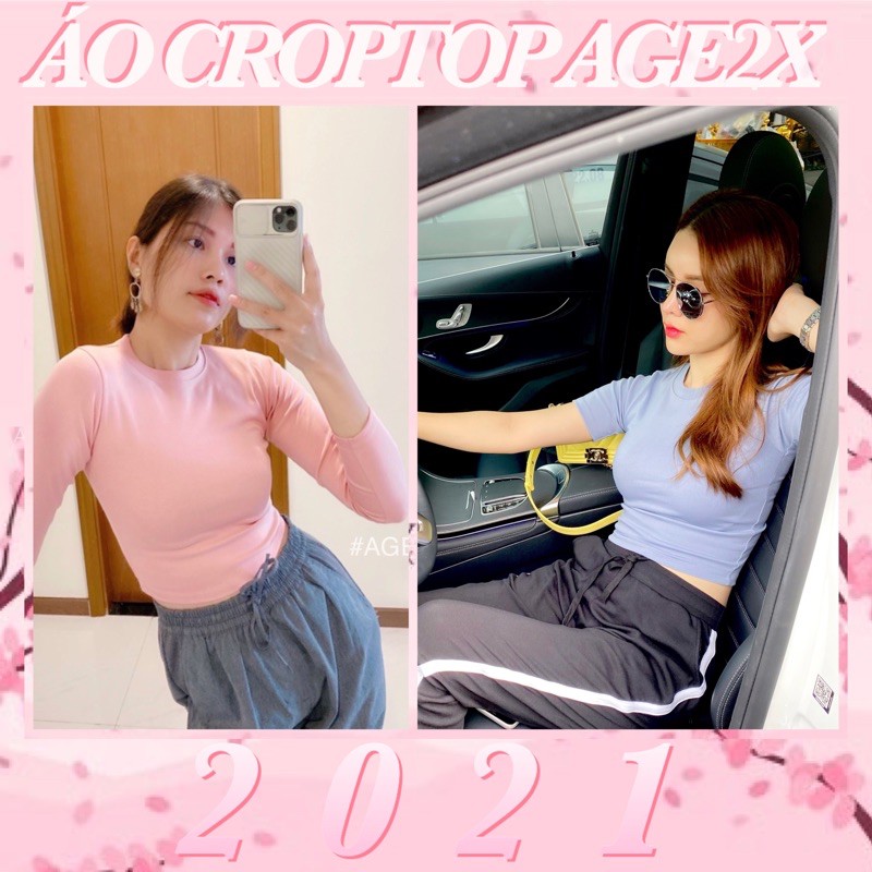 ÁO CROP TOP AGE2X freesize <55kg ôm, dài ngang rốn, thun borip hàng VNXK, trong BST Áo croptop Borib AGE2X 2021