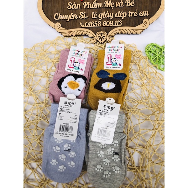 10 đôi tất cao cổ hình thú chống trơn trượt cho bé 0-2 tuổi siêu ấm
