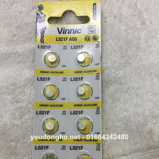 Combo 5 vĩ pin Vinnic L521F AG0 SR521SW SR521 379 dùng cho đồng hồ đeo tay