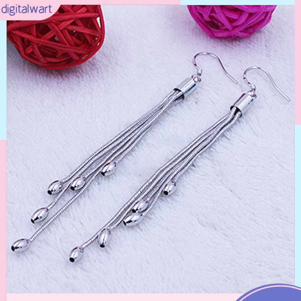 Đôi khuyên tai dáng dài tua rua đính hạt ngọc tròn nhân tạo sang trọng thời trang cho nữ