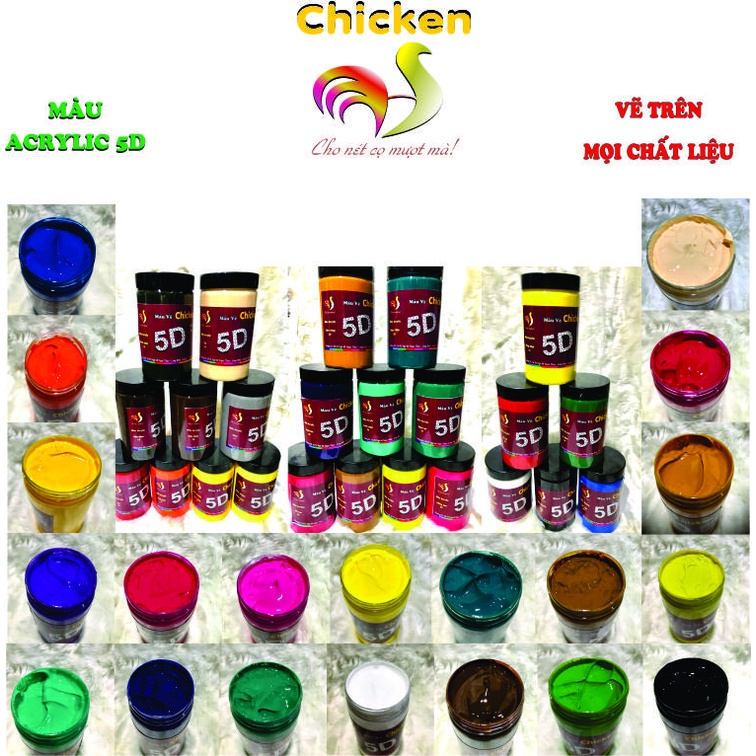 Màu Acrylic CHICKEN 5D Màu Vẽ Đa Chất Liệu