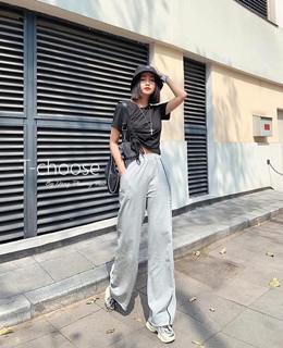 Áo thun nữ rút dây eo bên sườn chất cottong