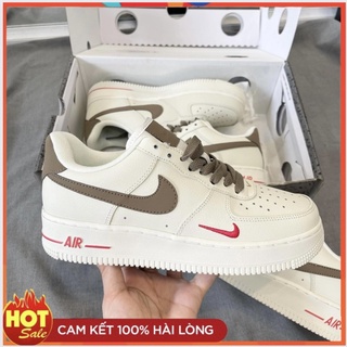Giày Thể Thao Air force 1 Kem vệt nâu mới đủ phụ kiện