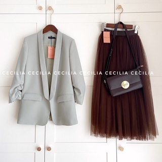 Áo blazer estelle by cecilia màu xanh bạc hà nhạt mint ảnh thật chụp bởi - ảnh sản phẩm 3