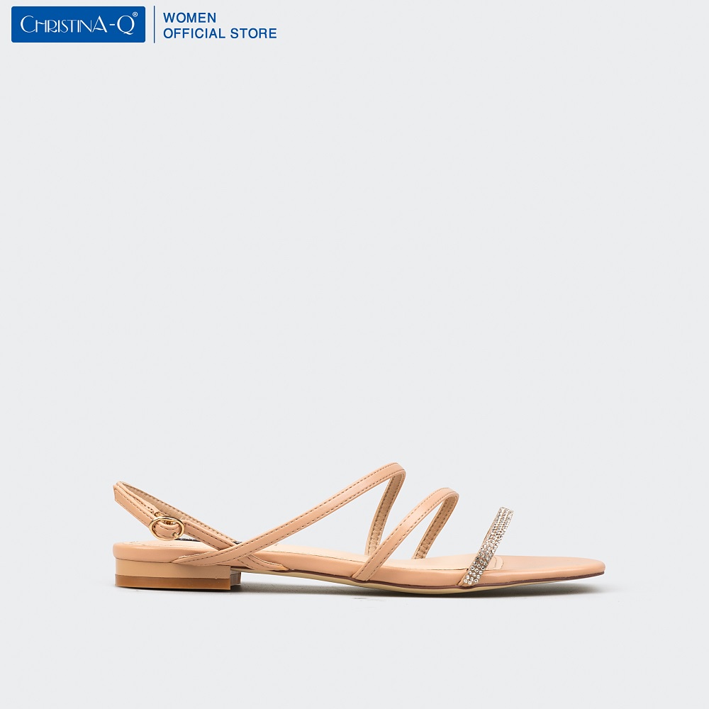 Giày sandals nữ dép sandals quai mảnh đế bệt ChristinA-Q XDB087