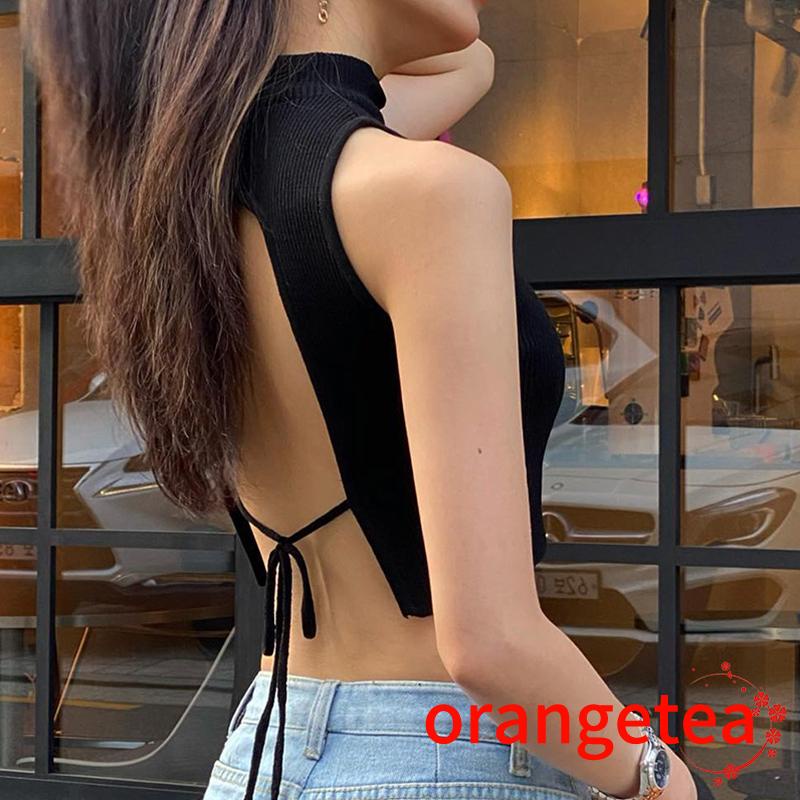 Áo Tank Top Cổ Tròn Hở Lưng Cột Dây Thời Trang Mùa Hè Quyến Rũ Cho Nữ