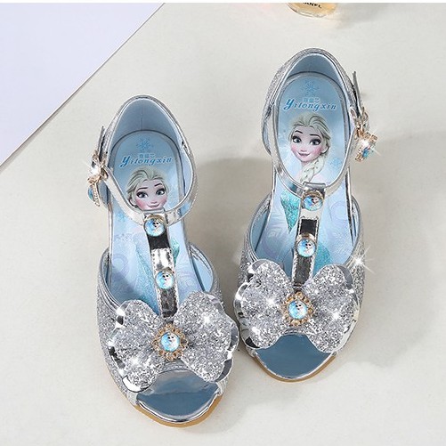 Giày công chúa Elsa đính kim tuyến lấp lánh kiểu cao gót cho bé gái 3-11 tuổi