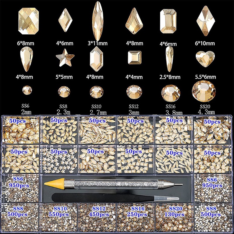 Hạt Kim Cương Giả Trong Suốt Trang Trí Móng Tay Nghệ Thuật Charms