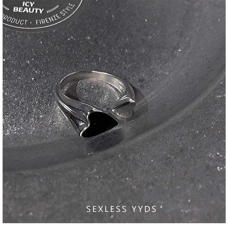 Nhẫn Hở Hình Trái Tim Phong Cách hip hop Thời Trang Cho Nam Và Nữ