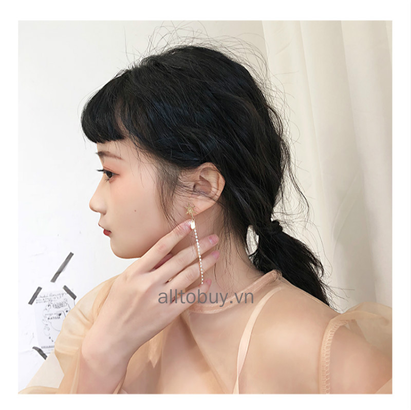 CHUICAN® Khuyên tai dài kim bạc S925 cho phụ nữ Khí chất Hàn Quốc ròng màu đỏ có ý nghĩa cao Hoa tai đơn giản trong cô gái đa năng Hoa tai