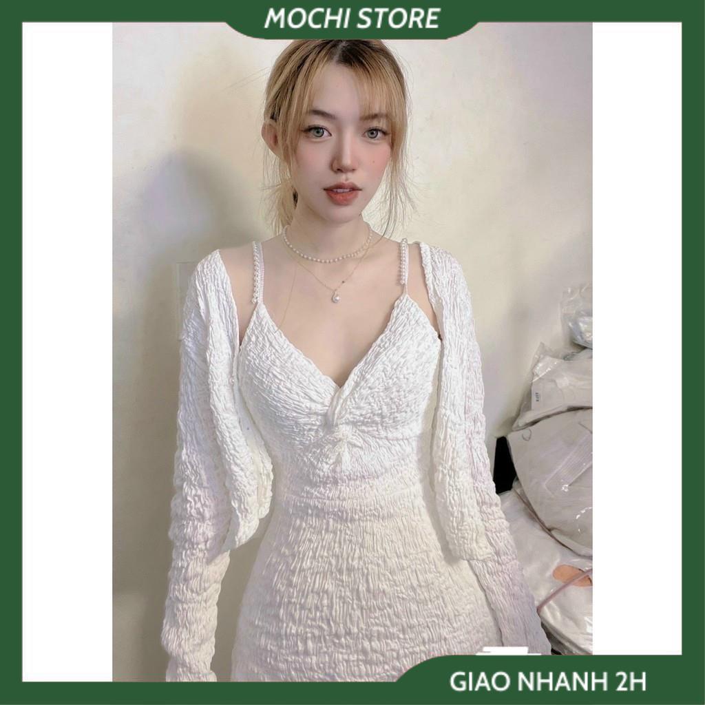 Set Váy Nữ, Set 2 Món Đầm 2 Dây Xoắn Ngực Kèm Áo Khoát Cadigan Chất Thun Xốp Cao Cấp Thời Trang Cho Bạn Nữ, Gợi Cảm Quyế | BigBuy360 - bigbuy360.vn