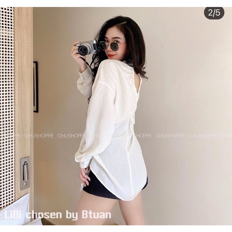 Sơmi linen khoét lưng