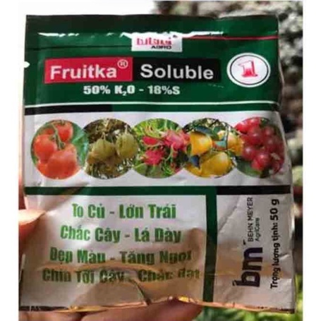 Combo 5 Gói Kali Trắng - Phân Bón Fruitka 50%Kali 50g - Chống Rụng trái, to củ, lớn trái, ngọt quả