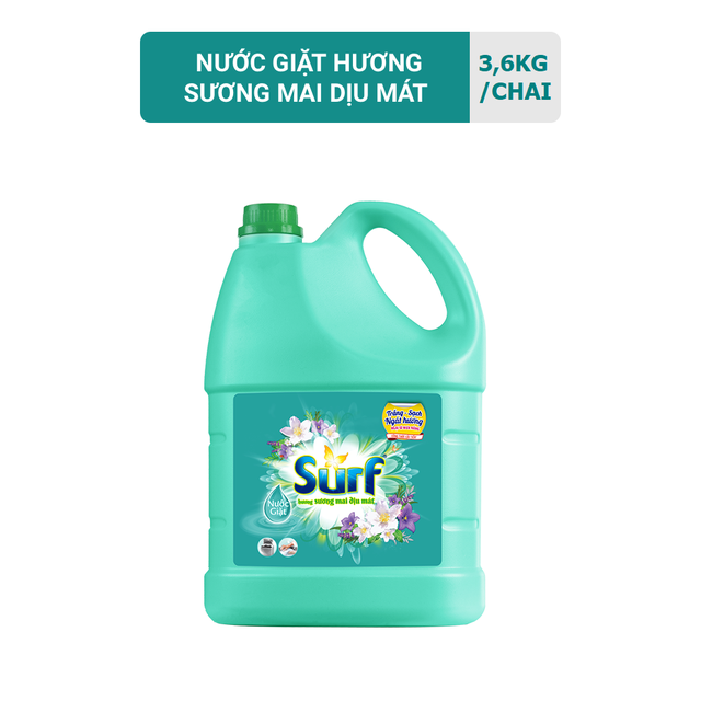 Nước Giặt Surf Trắng Sạch Ngát Hương Chai 3.6 Kg - 3.8 Kg