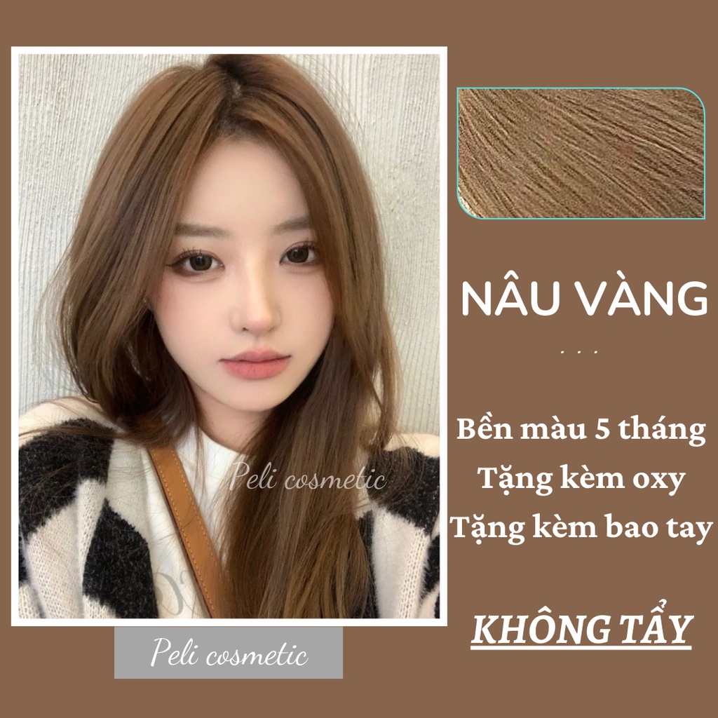 Thuốc nhuộm tóc . nhuộm tóc màu nâu vàng , thuốc nhuộm tóc không tẩy