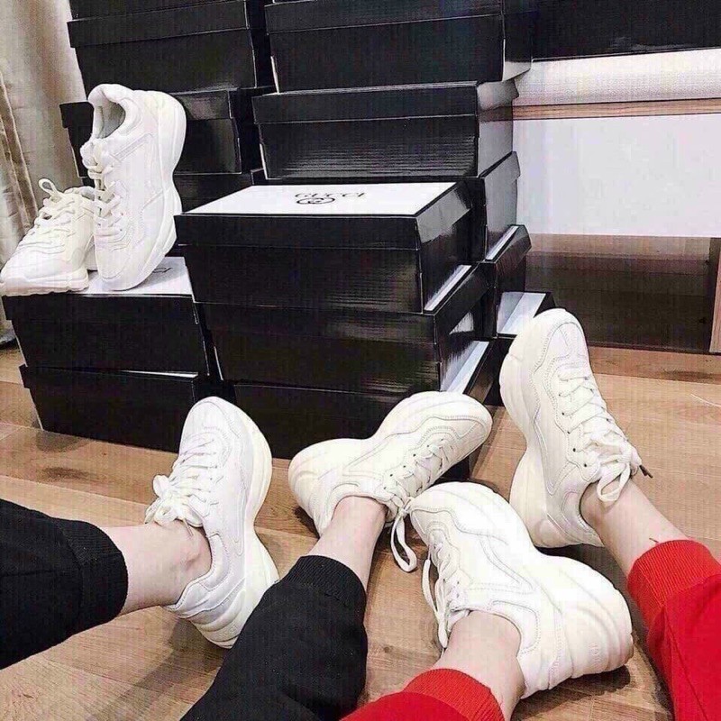 Sneaker thể thao độn đế nâng chiều cao 5cm màu kem tôn da sạch sang phối set gì cũng xinh