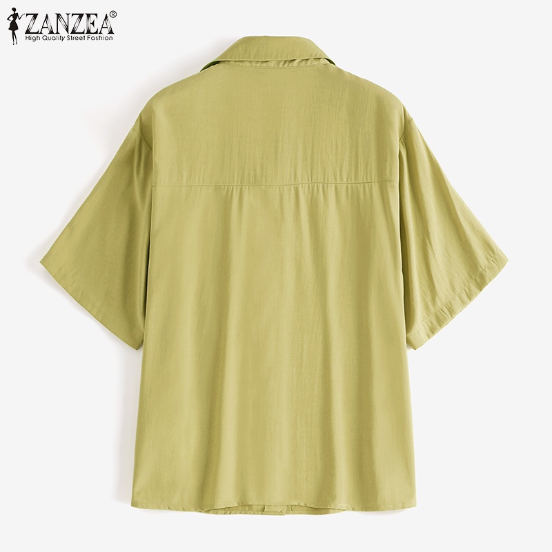 Zanzea Áo Sơ Mi Tay Lửng Thời Trang Dành Cho Nữ