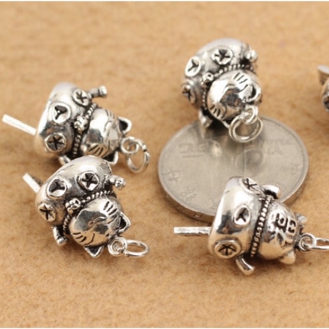 [RẺ VÔ ĐỊCH] Charm mèo thần tài bạc hàng đẹp - Bạc chuẩn loại 1 siêu đẹp, PH271