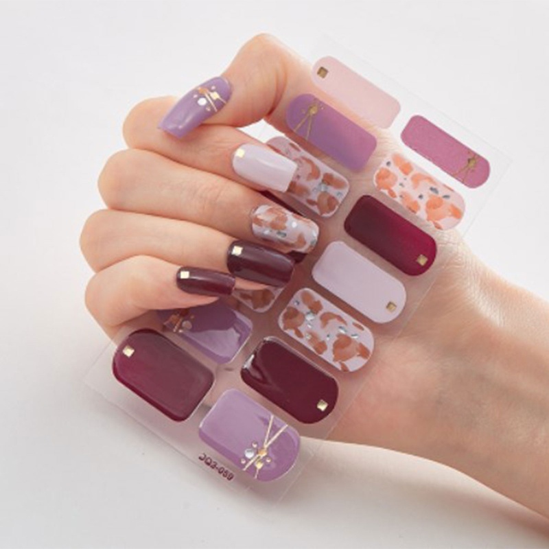 Bộ 14 Miếng Dán Gel Toàn Diện Trang Trí Móng Tay