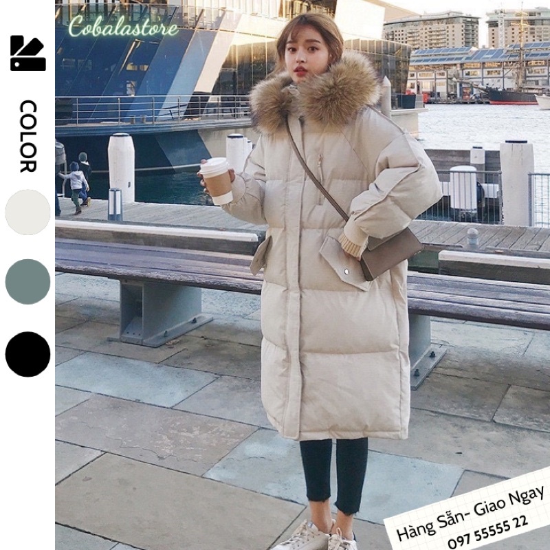 Giao Ngay 🌼Áo Khoác Phao Nữ Đại Hàn Mũ Lông Dáng Chùng hàng QUẢNG CHÂU Cao Cấp mới 2021