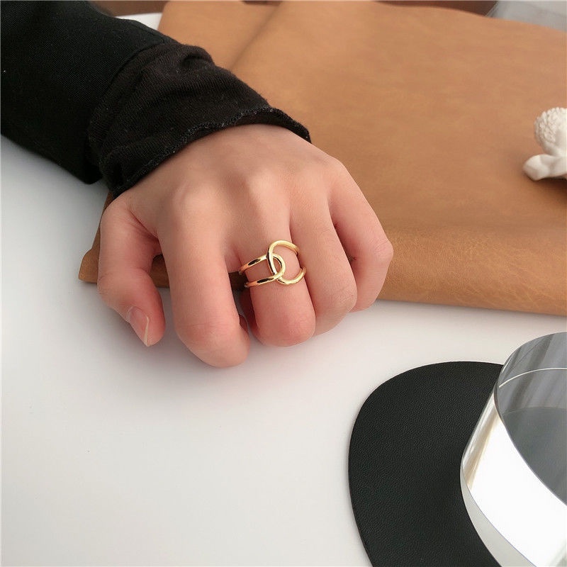 Nhẫn hở mạ vàng thiết kế đơn giản thời trang dành cho nữ
