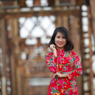 Áo dài  con công kèm quần