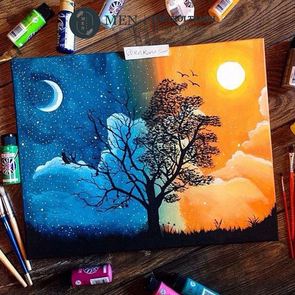 Toan vẽ tranh sơn dầu khung canvas trắng căng sẵn size lớn - MEN DECOR