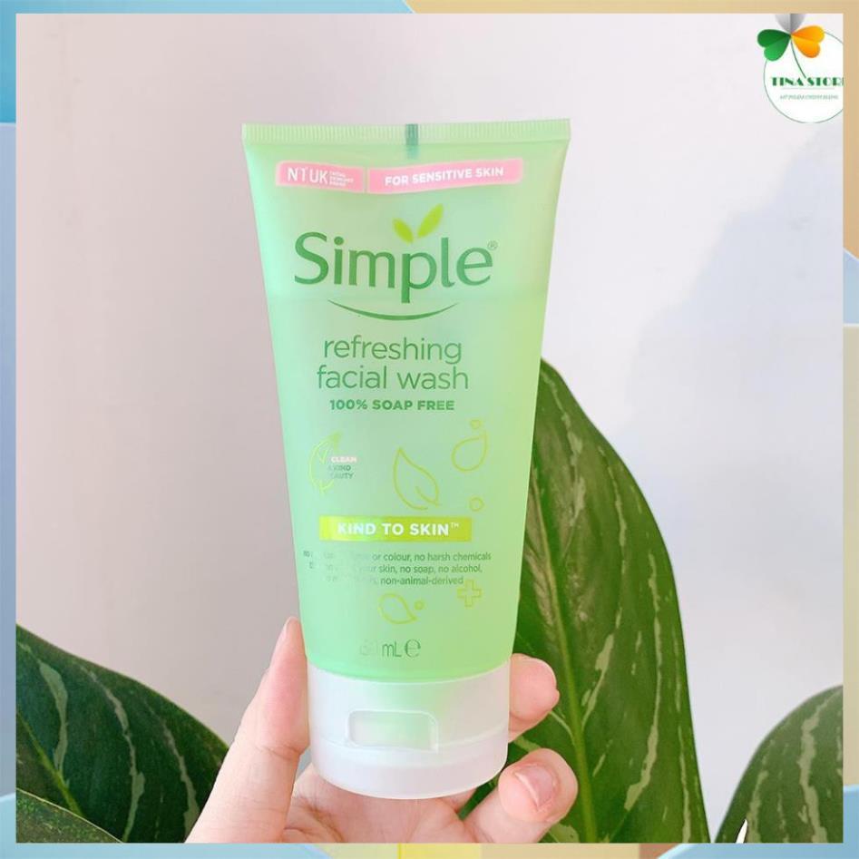 [Chính Hãng] Sữa Rửa Mặt Simple Gel Kind To Skin Refreshing Facial Wash Gel 150ml