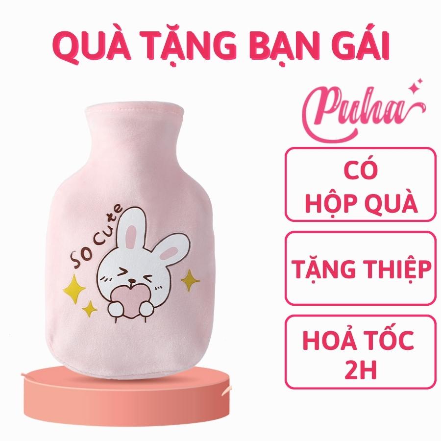 Túi chườm nóng lạnh đa năng PUHA 1000ml, túi chườm sưởi ấm bụng kinh giảm đau hiệu quả cho nữ