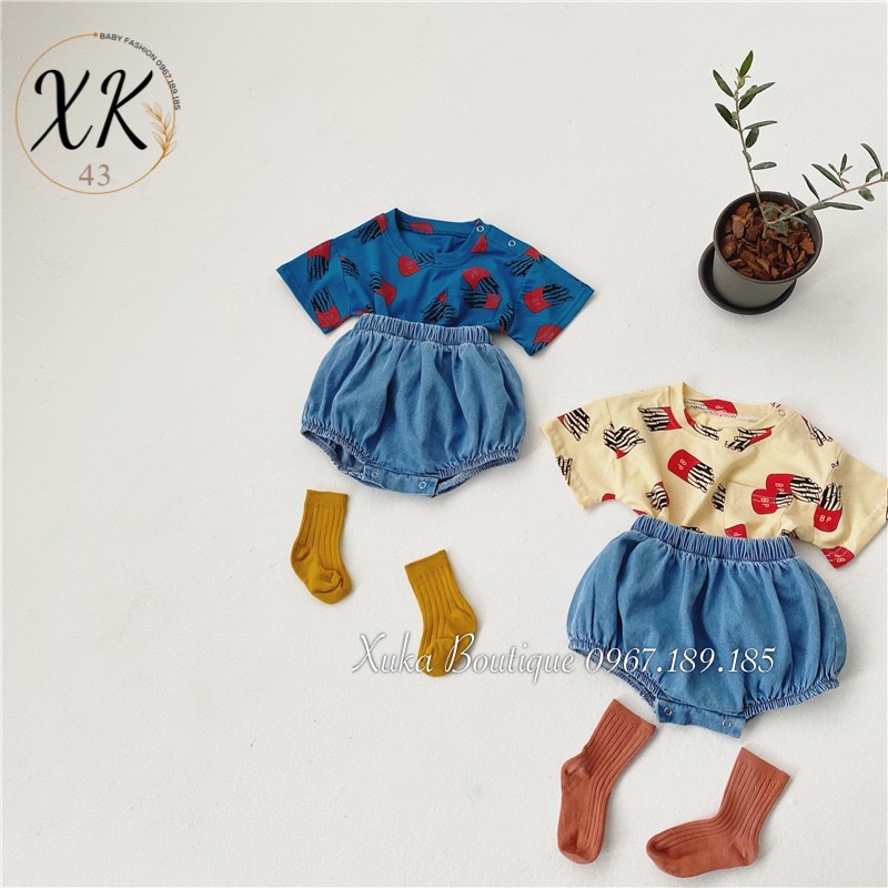 Bộ Quần Áo Cộc Tay Bé Trai Bé Gái Xuka Boutique Set Quần Áo Trẻ Em Đáng Yêu Quảng Châu Cao Cấp