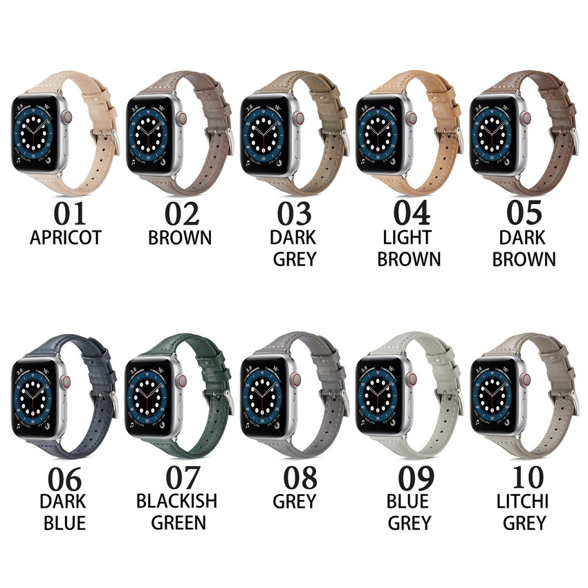 Dây Da Mỏng Cho Đồng Hồ Thông Minh Apple Watch Series 6 Se 2 5 4 3 2 1 For Iwatch 42mm 38mm 40mm 44mm