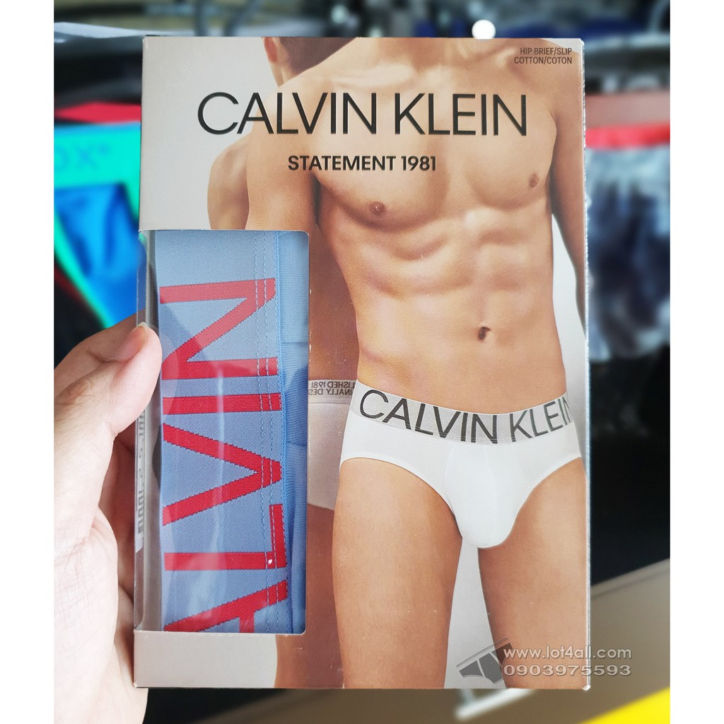 Quần lót nam Calvin Klein NB1712 Statement 1981 Cotton Stretch Hip Brief Blue Ink