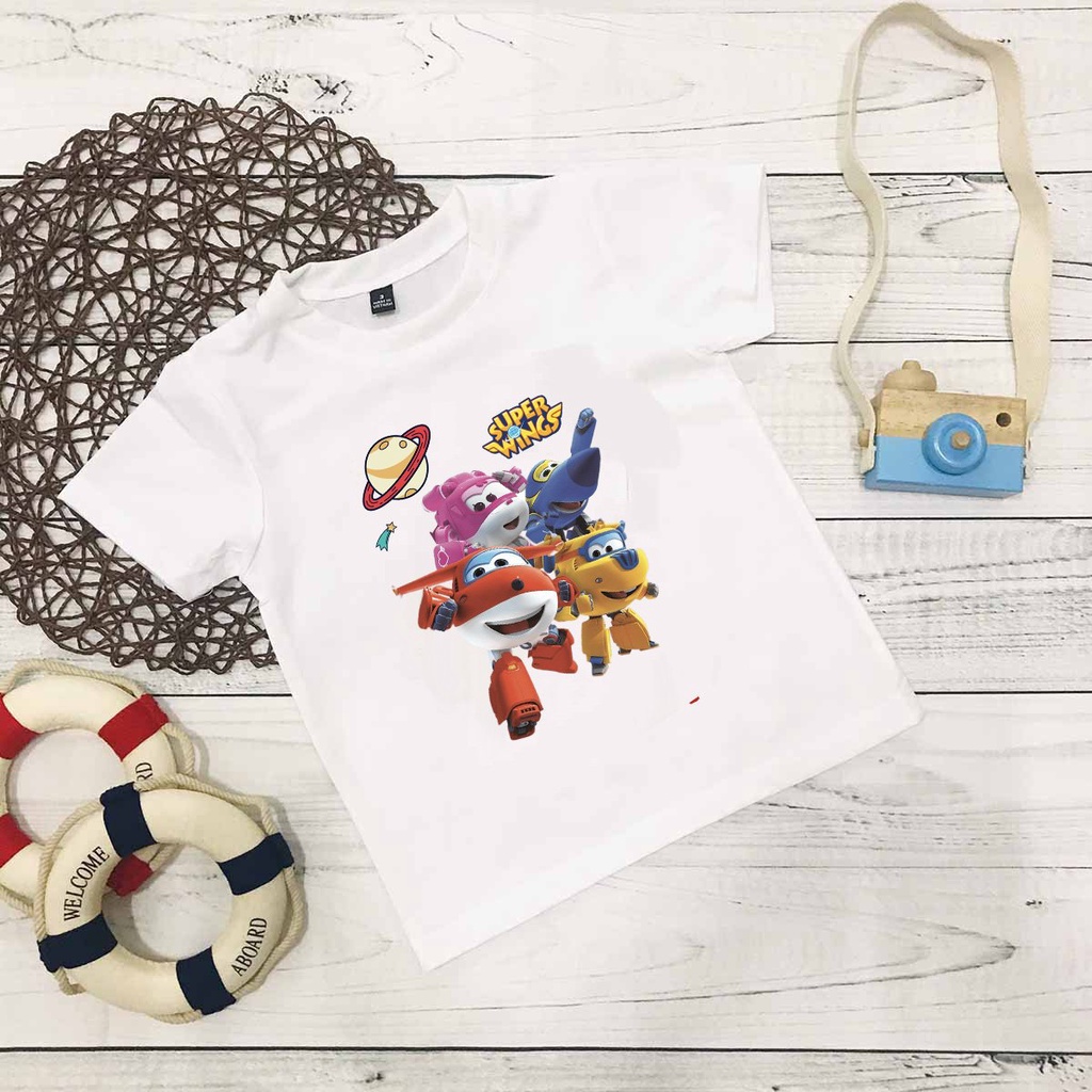 Áo thun in hình đội bay siêu đẳng Super Wings bé trai giá rẻ