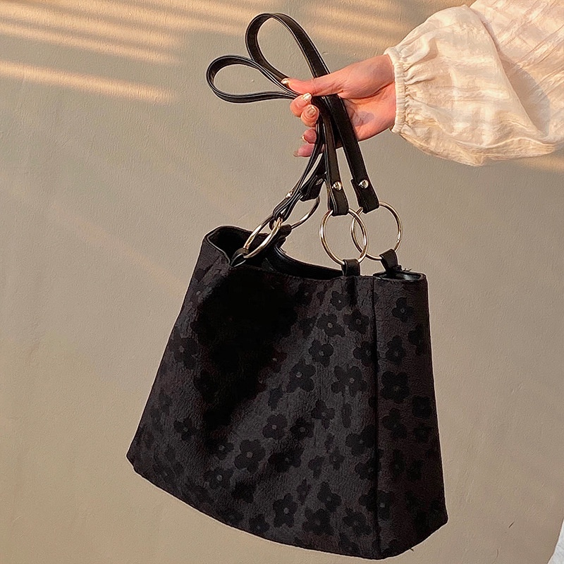 Túi vải Cỡ Lớn Họa Tiết Hoa Hướng Dương Đen 2022 Thời Trang Cho Nữ