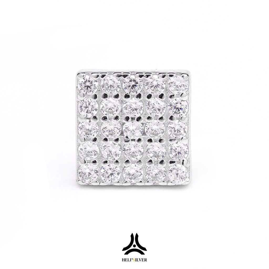 Khuyên tai bạc nam, nữ HeliSilver Carpet KTB090