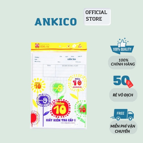  Giấy kiểm tra 4 ô ly Hồng Hà  4919  giấy kiểm tra cấp 1 tệp 15 tờ đôi ANKICO 