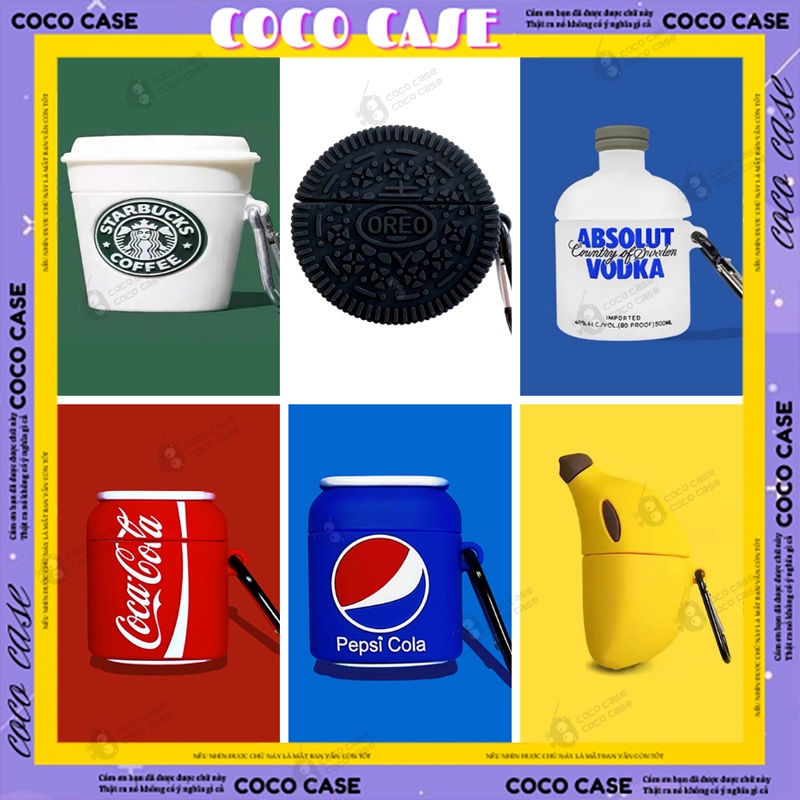 Ốp hộp sạc tai nghe Case Airpod 3 có lỗ gắn móc khóa thời trang hình Đồ Ăn Foods Siêu Dễ Thương
