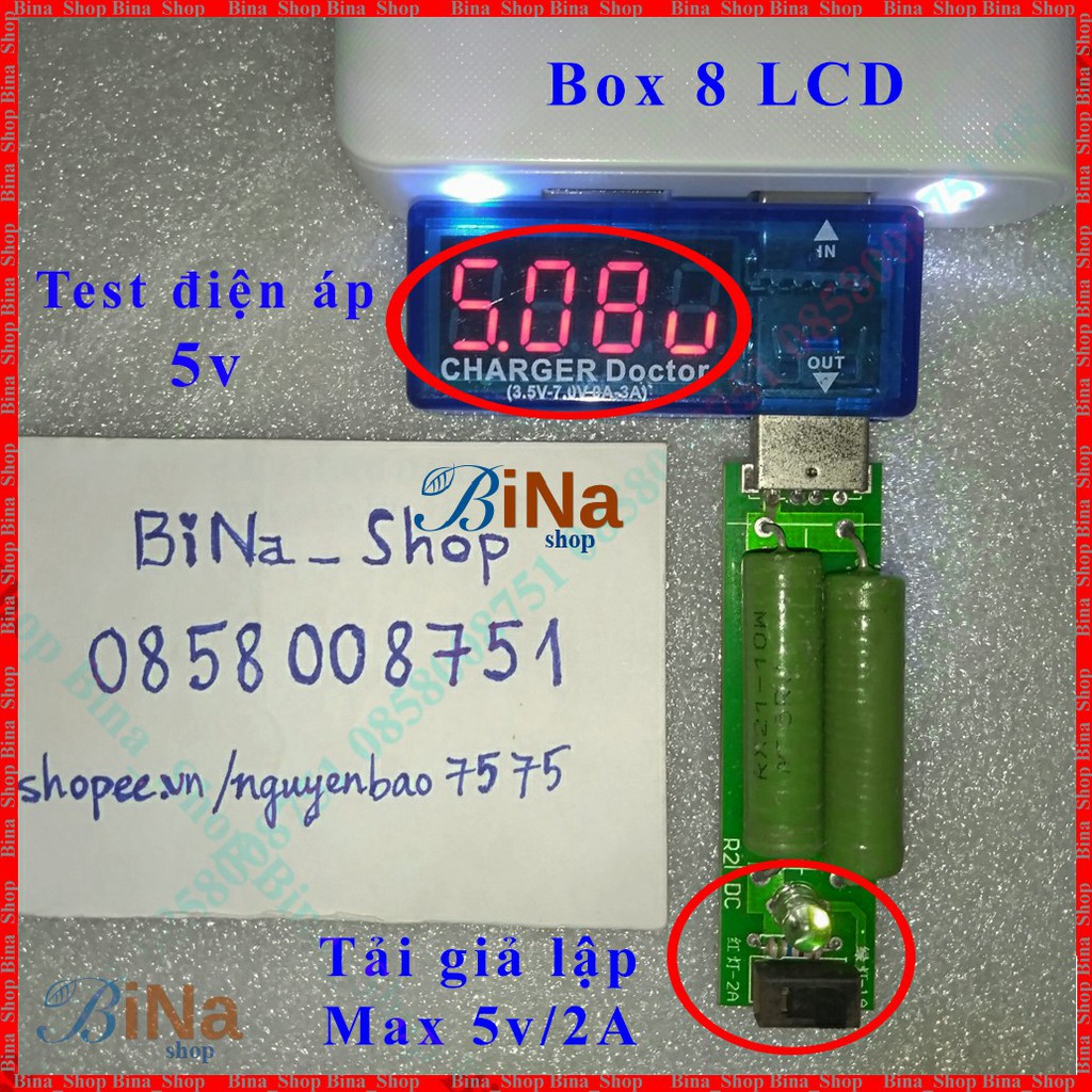 USB tester 7V 3A hiển thị điện áp và dòng tải