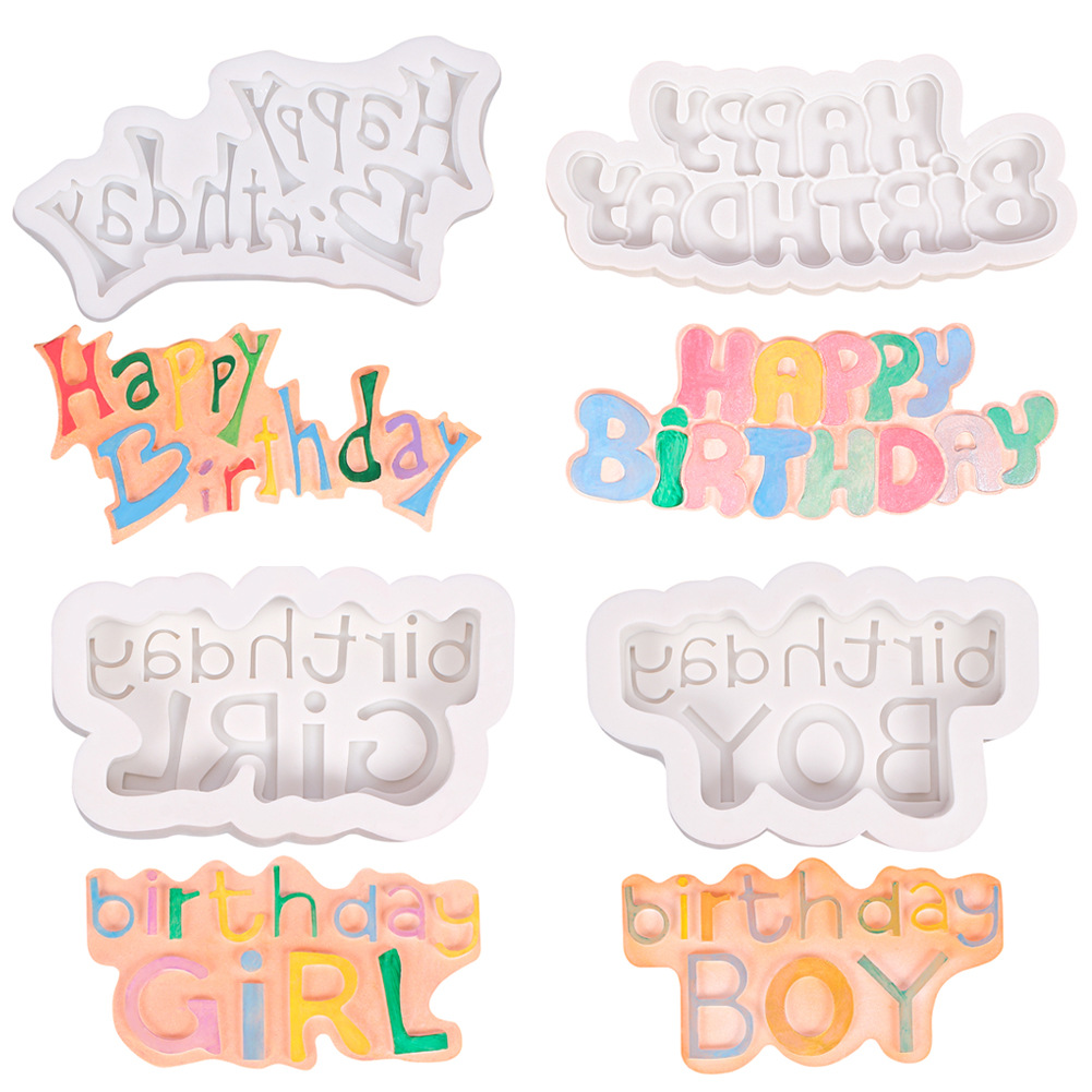 Khuôn Silicone Tạo Hình Chữ Happy Birthday 3d Trang Trí Bánh