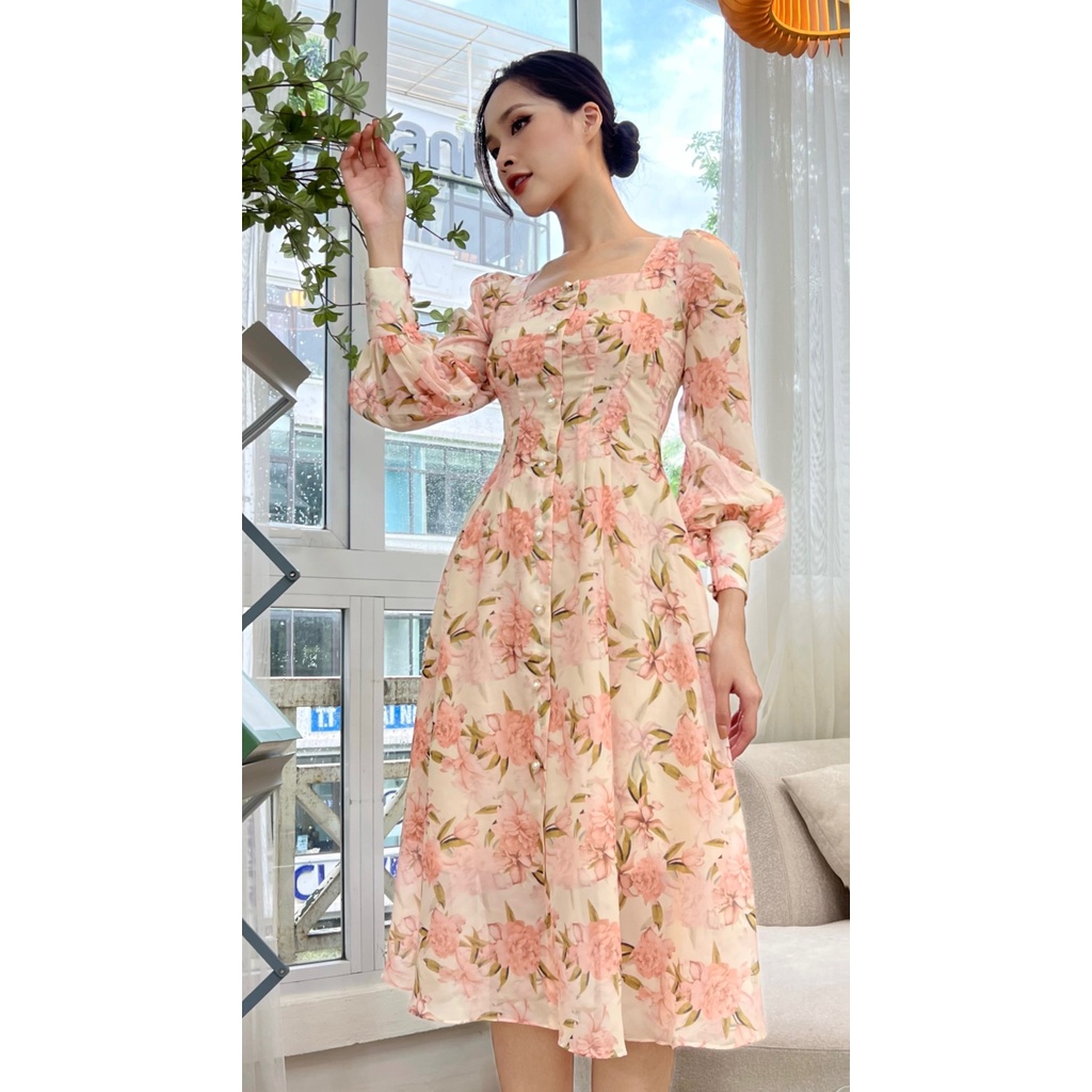 D159 VÁY DÀI TAY HOA BE