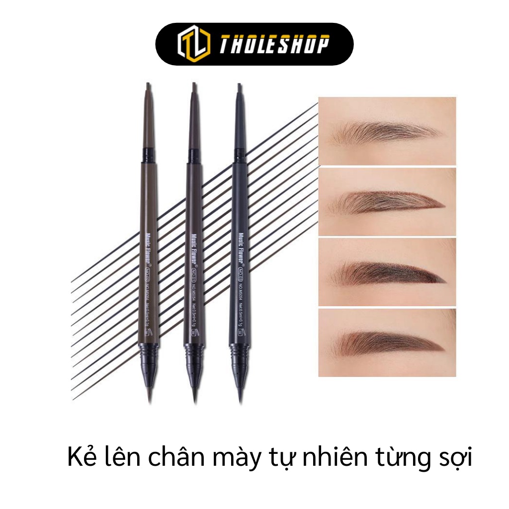 Chì Kẻ Mày - Bút Chì Kẻ Lông Mày 2 Đầu Music Flower Bền Màu, Chống Nước, Mồ Hôi 5562