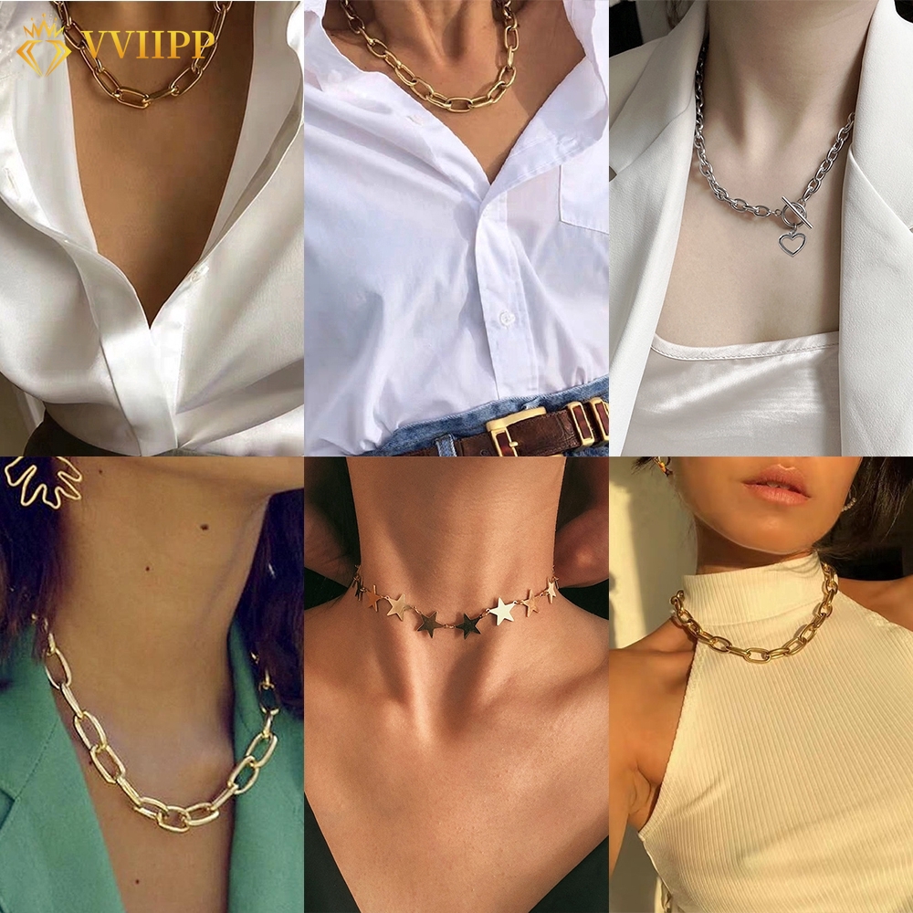 Dây chuyền kiểu dây xích / trái tim/sao đơn giản thời trang cho nữ